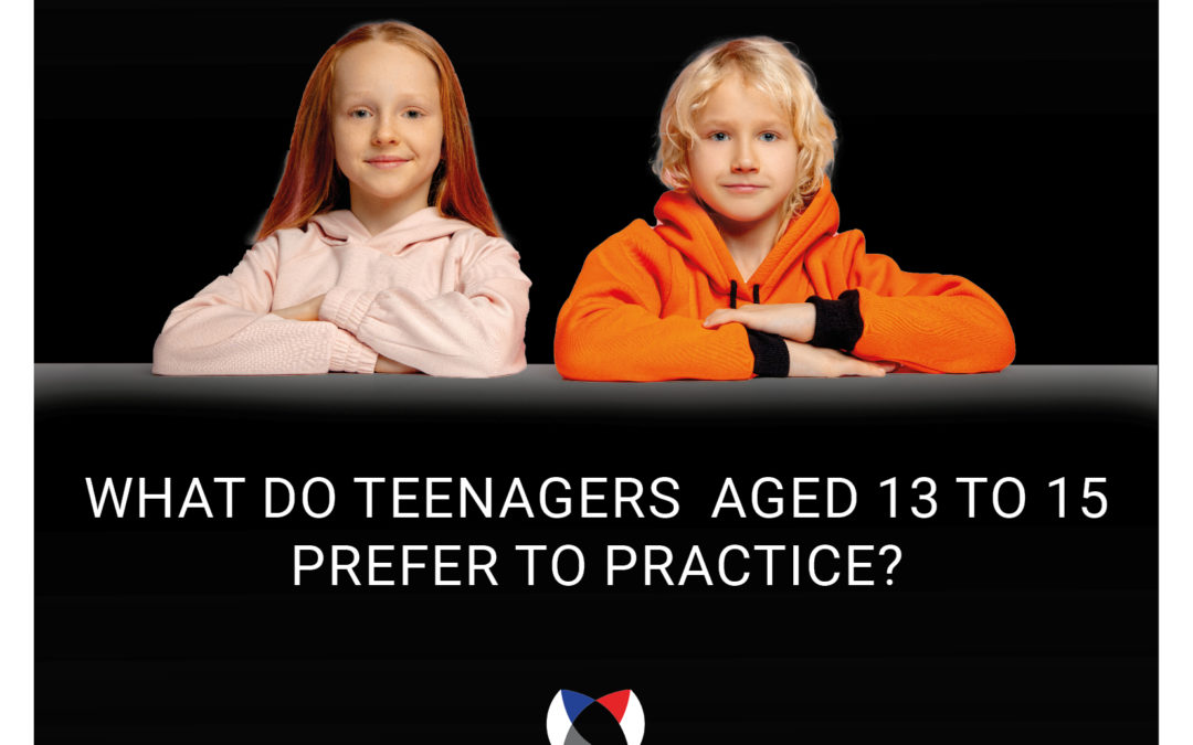 What do teenagers aged 13 to 15 prefer to practice?